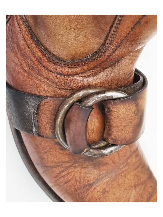 Vintage FRYE 1970\'s Black Label Brown Engineer Harness Boots Square Toe USA 12D main image 9